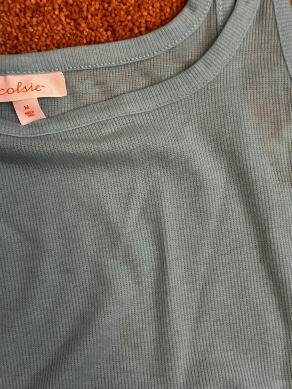 Colsie Blue Ribbed Cropped Ribbed Soft Tank Top - Picture 9 of 9